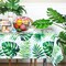 3 Pcs Hawaiian Luau Party Tablecloth Tropical Palm Leaves Table Covers 54 x 108 Inch